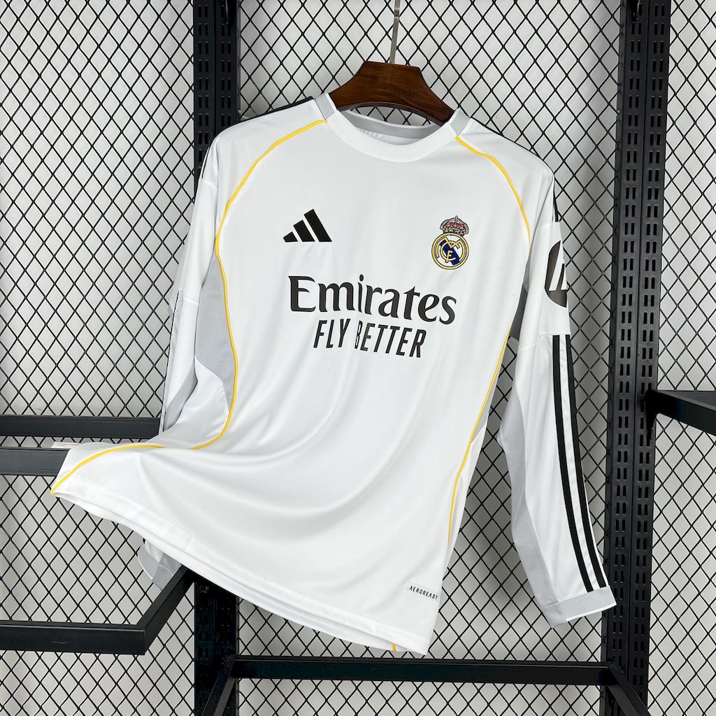Real Madrid Soccer Jersey Home Custom Long Sleeves Shirt 2025/26