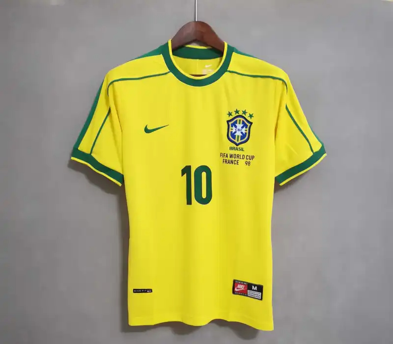 Brazil Retro Jersey Custom Home Soccer Jersey 1998