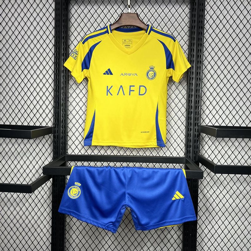 Al Nassr Soccer Jersey Home Kids Kit Jersey+Shorts 2024/25