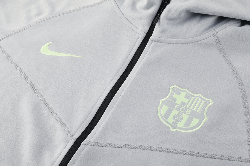 Barcelona Hoodie Training Kit (Jacket+Pants) Grey 2025/26