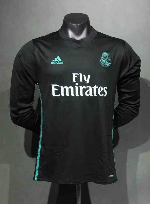 Real Madrid Authentic Retro Jersey Away Long Sleeve Soccer Shirt 2017/18