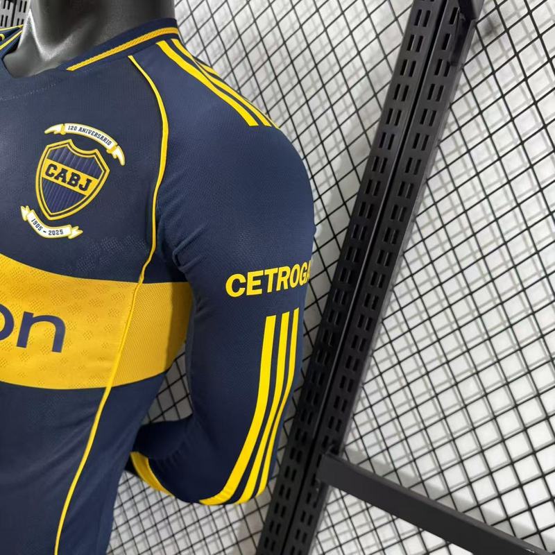 Boca Juniors Authentic Soccer Jersey Home Long Sleeve Shirt 2025/26