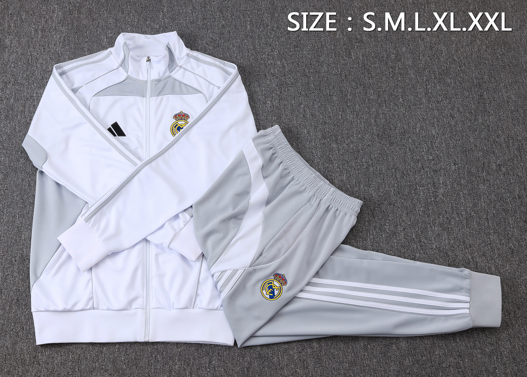 Real Madrid Training Kit (Jacket+Pants) White&Grey 2025/26