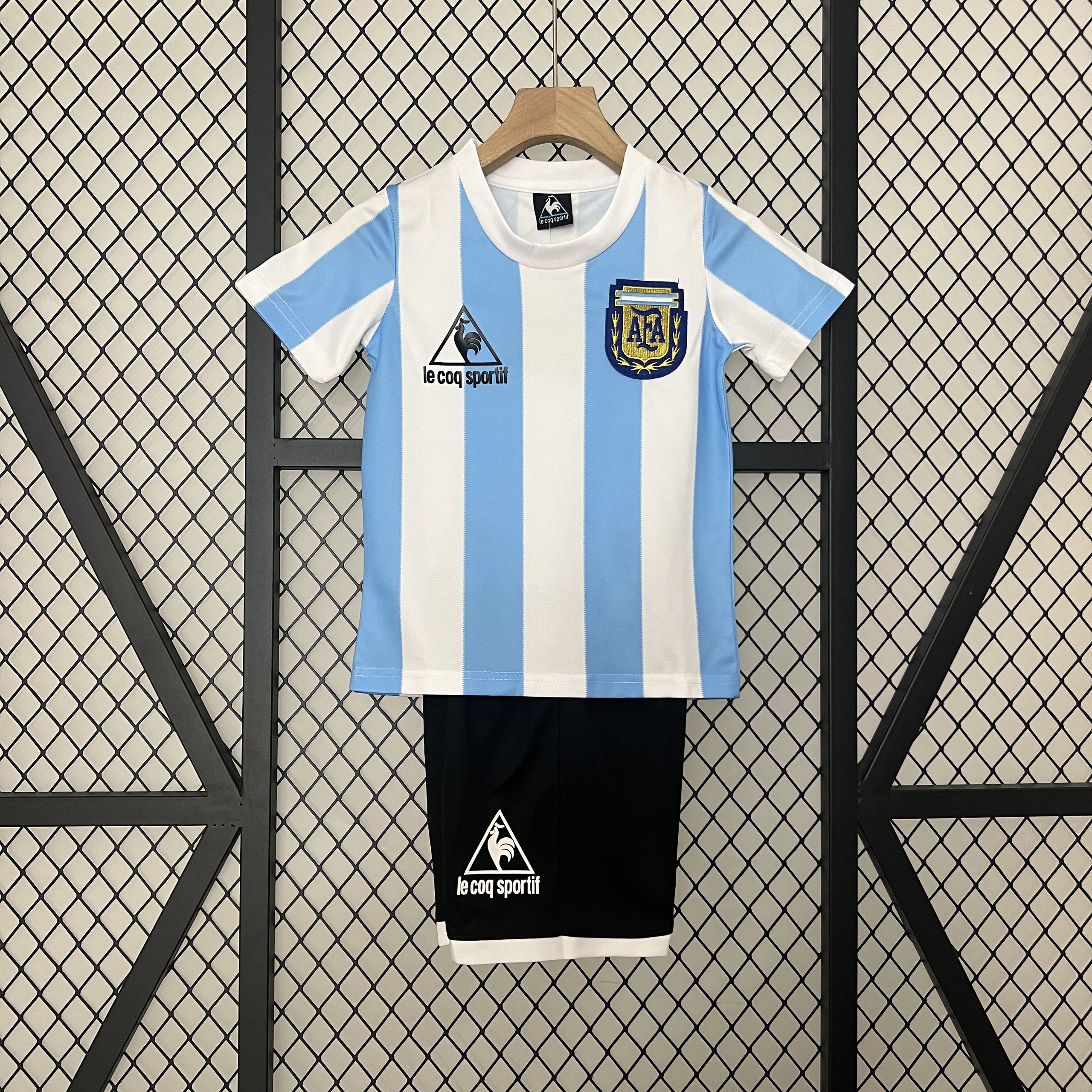 Argentina Retro Home Soccer Uniform Kids Kit Jersey+Shorts 1986