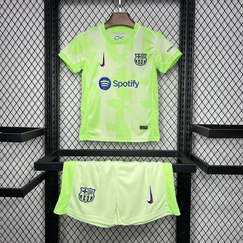 Barcelona Soccer Jersey Third Away Kids Kit Jersey+Shorts 2024/25 Spotify Logo Without Text