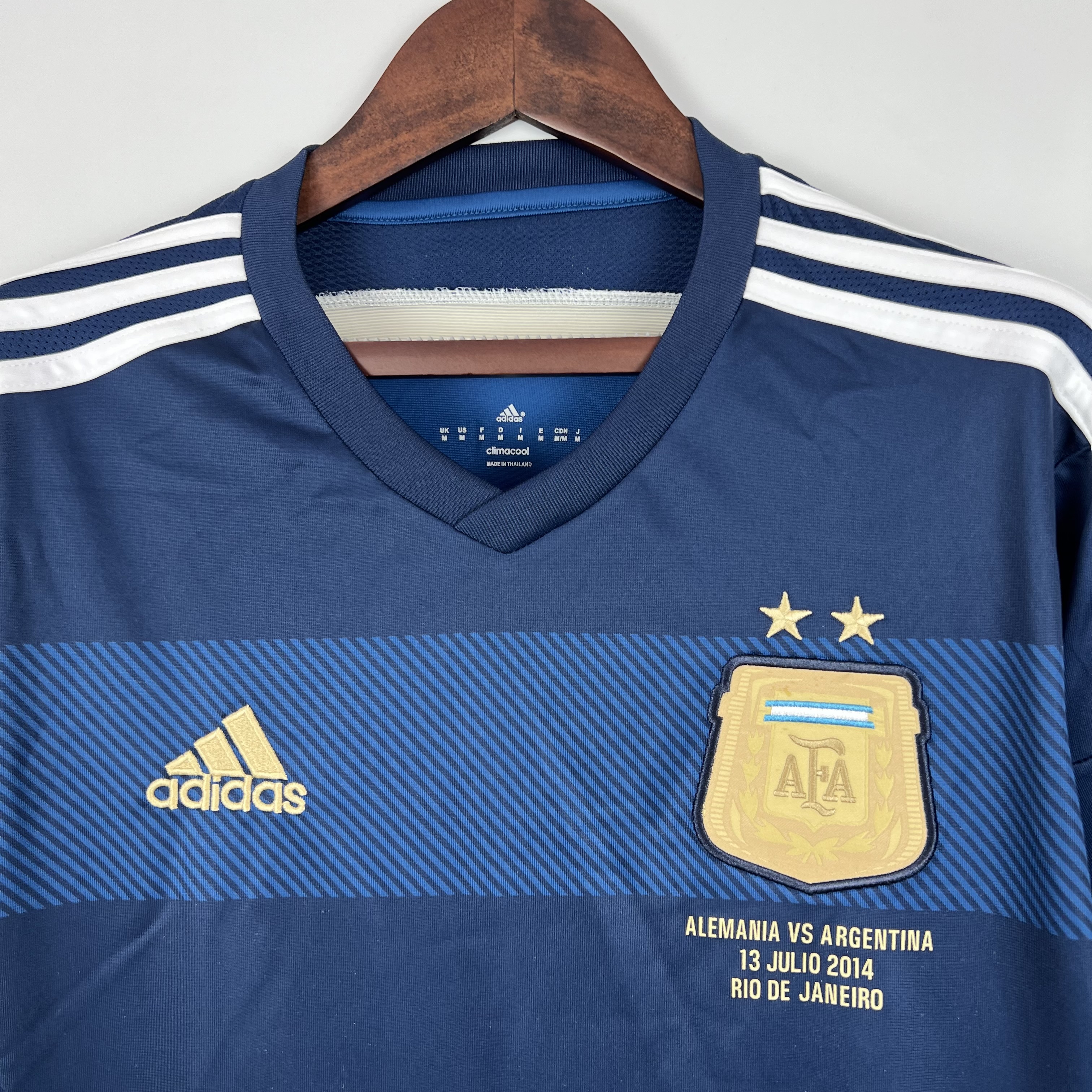 Argentina Retro Jersey Custom Away Long Sleeve Football Jersey 2014