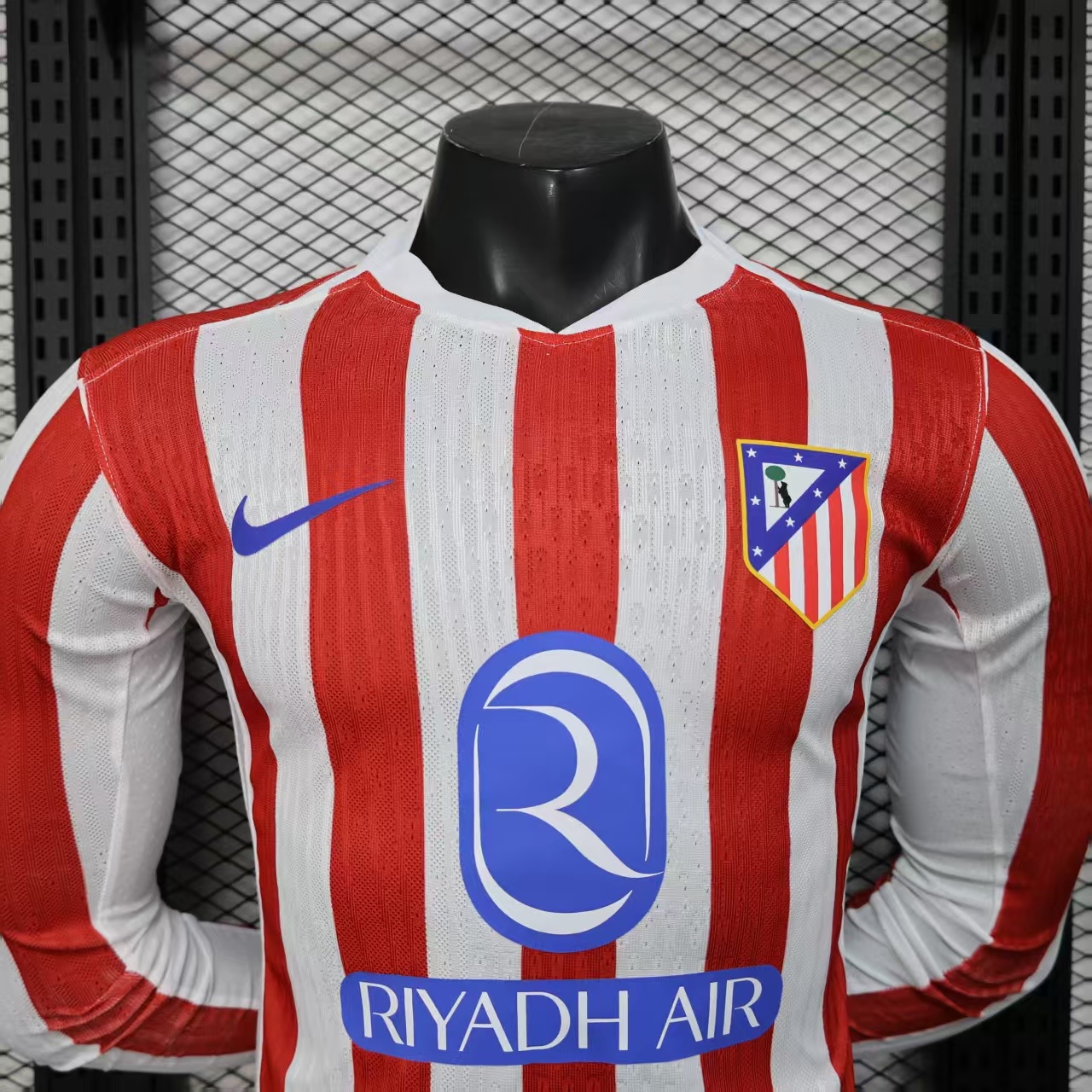2025-26 Player Version Atletico Madrid Home Long Sleeve Jersey
