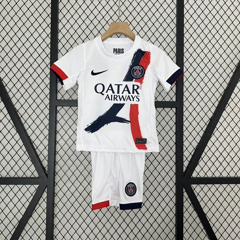 24-25 PSG Saint-Germain Away Soccer Kids Kit Jersey+Shorts