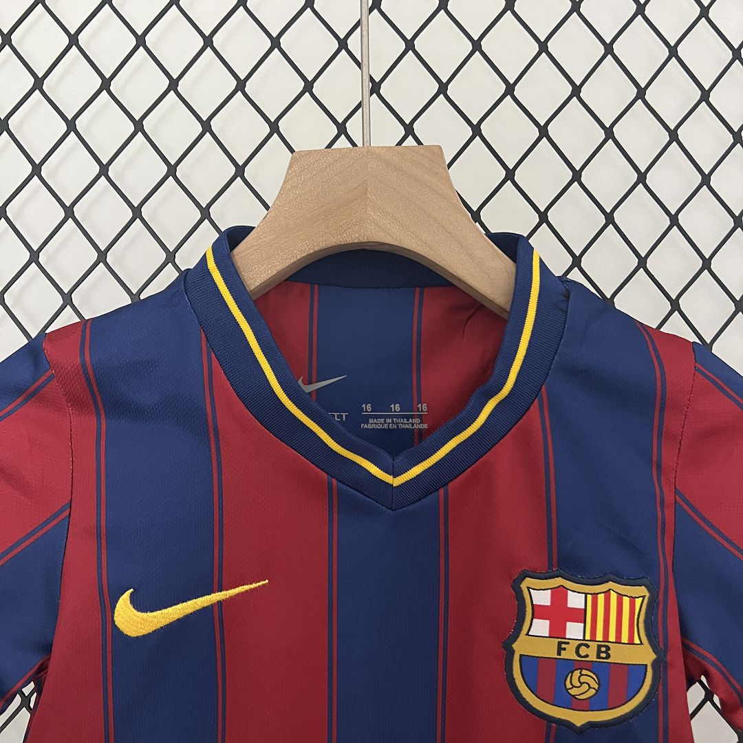 Barcelona Home 09-10 Retro Kids Kits Children Shirt Football Jersey