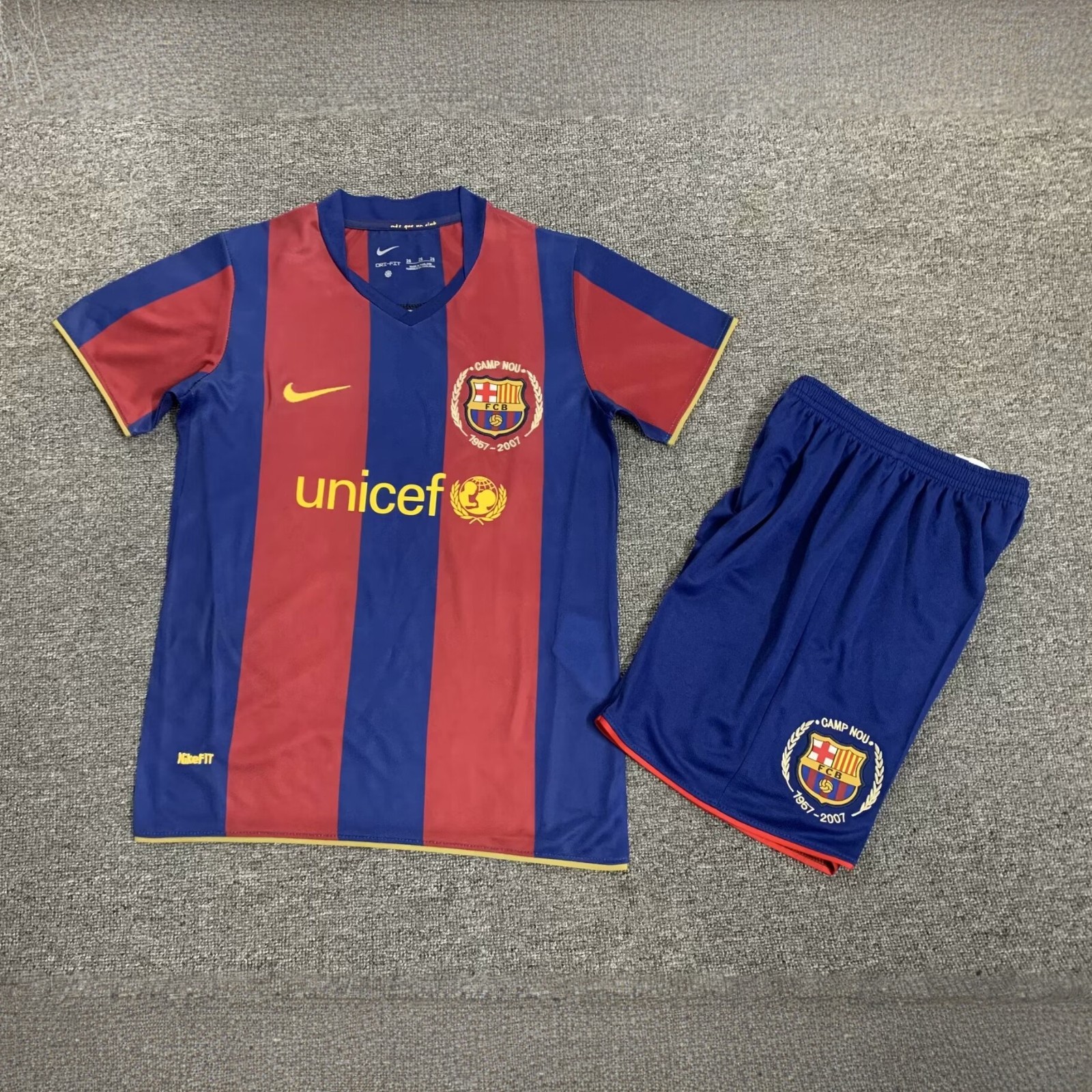 Barcelona 07-08 Home Retro Kids Kits Children Sets Football Jersey