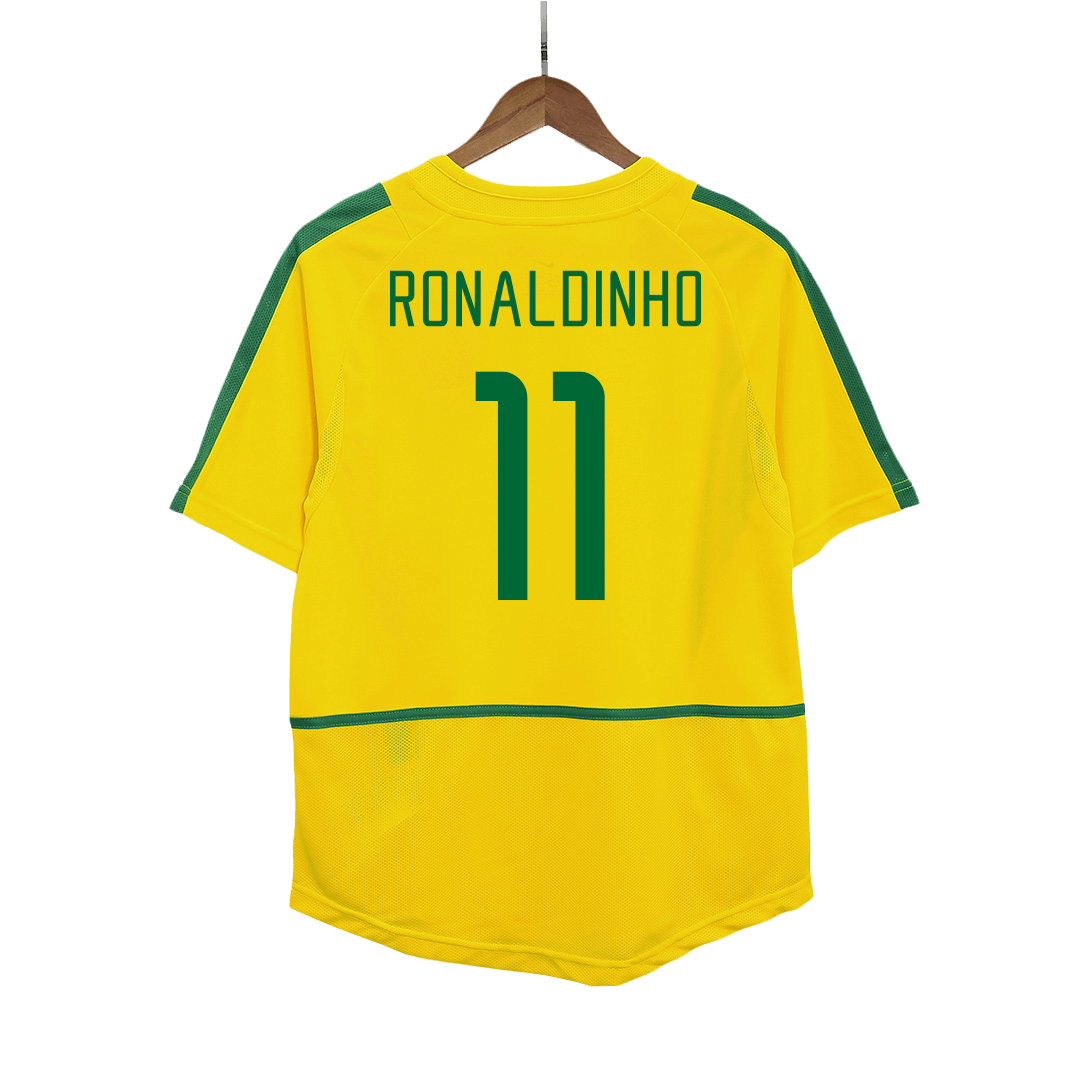 RONALDINHO #11 Brazil Retro Jersey Home Soccer Shirt 2002-03