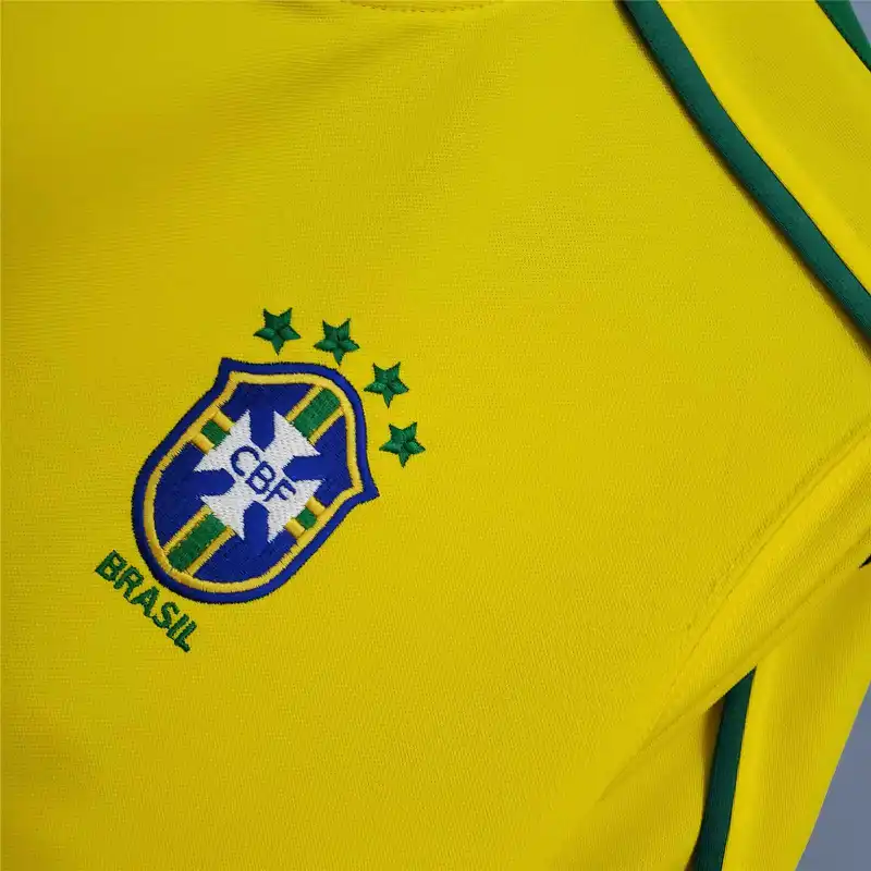 Brazil Nation Retro Ronaldo #9 Rivaldo #10 Cafu #2 Leonardo #18 R.carlos #6 Denilson #19 Jersey Home World Cup 1998