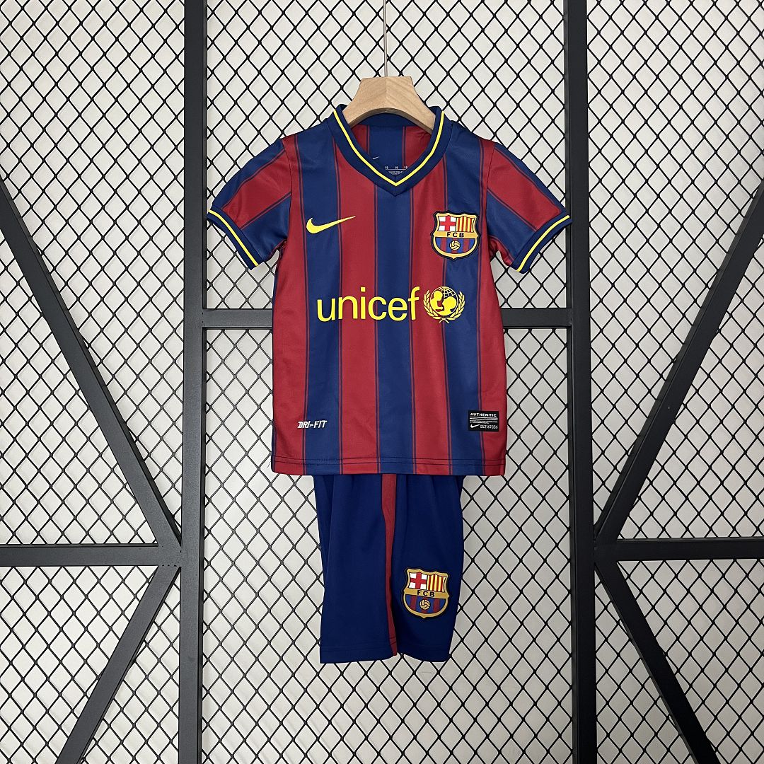 Barcelona Home 09-10 Retro Kids Kits Children Shirt Football Jersey