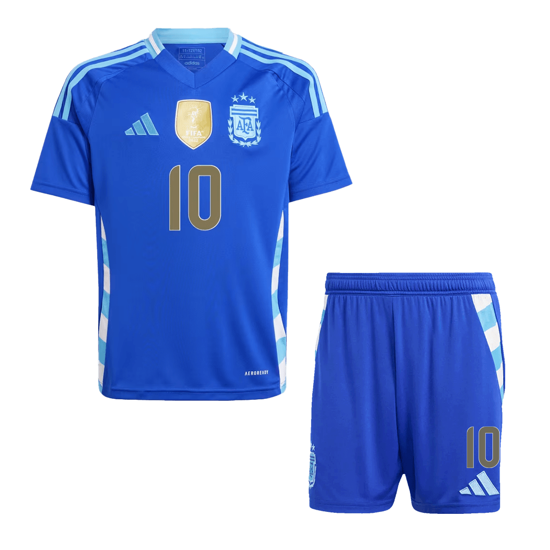 Kids Argentina MESSI #10 Custom Away Soccer Kits 2024
