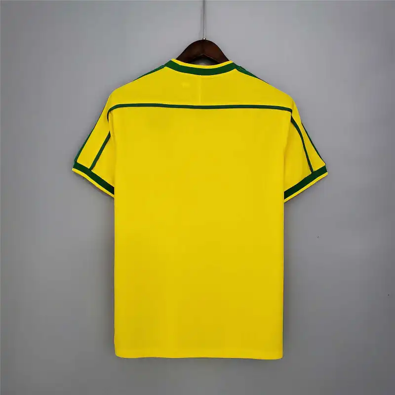 Brazil Nation Retro Ronaldo #9 Rivaldo #10 Cafu #2 Leonardo #18 R.carlos #6 Denilson #19 Jersey Home World Cup 1998