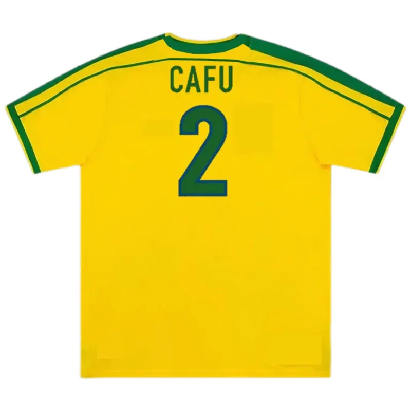 Brazil Nation Retro Ronaldo #9 Rivaldo #10 Cafu #2 Leonardo #18 R.carlos #6 Denilson #19 Jersey Home World Cup 1998