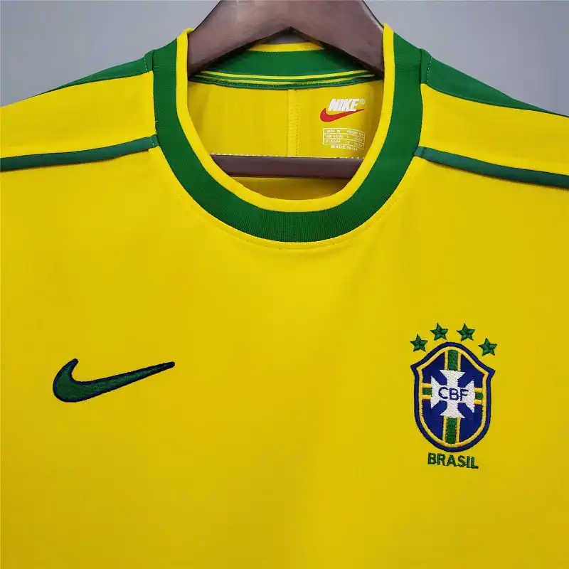 Brazil Nation Retro Ronaldo #9 Rivaldo #10 Cafu #2 Leonardo #18 R.carlos #6 Denilson #19 Jersey Home World Cup 1998