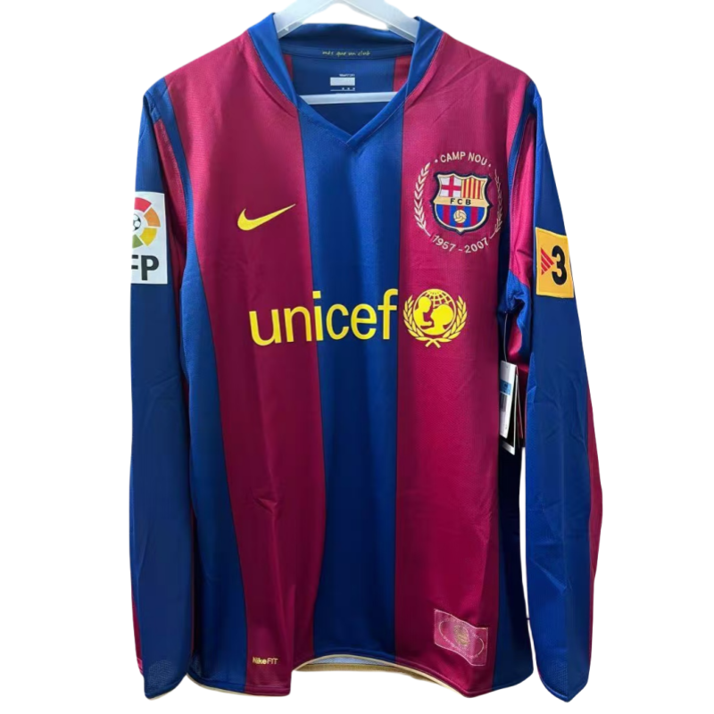 Barcelona Retro Nike Men Home Football Long Sleeve Shirt 2007-08