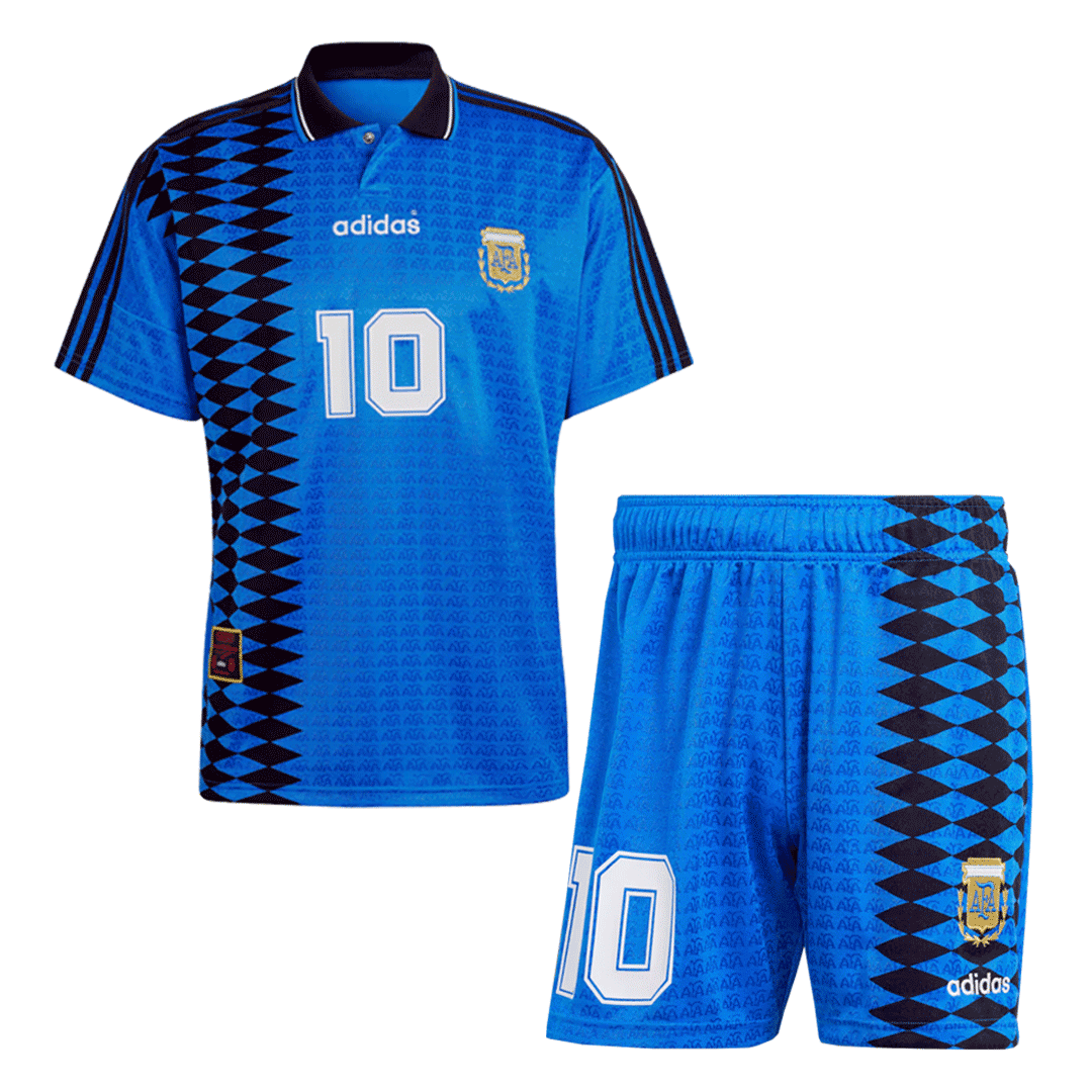 Retro Argentina Nation Jersey #10 Away Soccer Uniform Kids And Adult Kit 1994