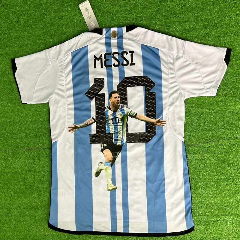 2022 Nation Argentina World Cup Champion Messi #10 First Anniversary Special Edition Soccer Jersey
