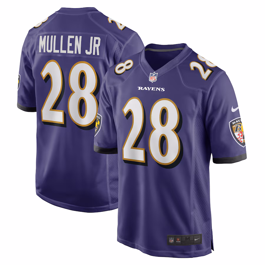 Men's Baltimore Ravens Trayvon Mullen Jr. Nike  Purple Team Game Jersey