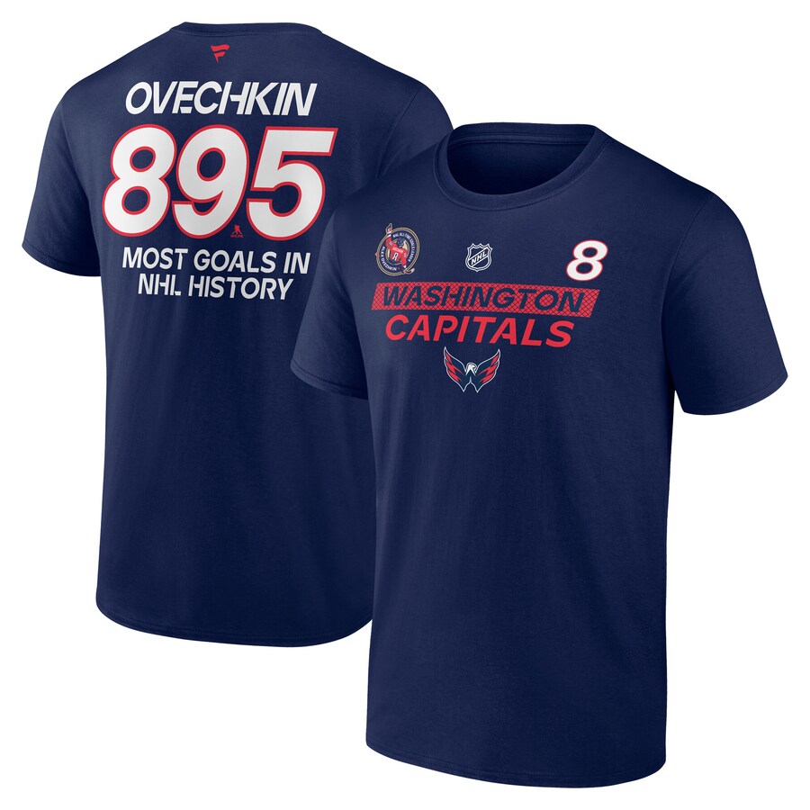 Men's Washington Capitals Alexander Ovechkin Navy NHL All-Time Leading Goal Scorer Name & Number T-Shirt