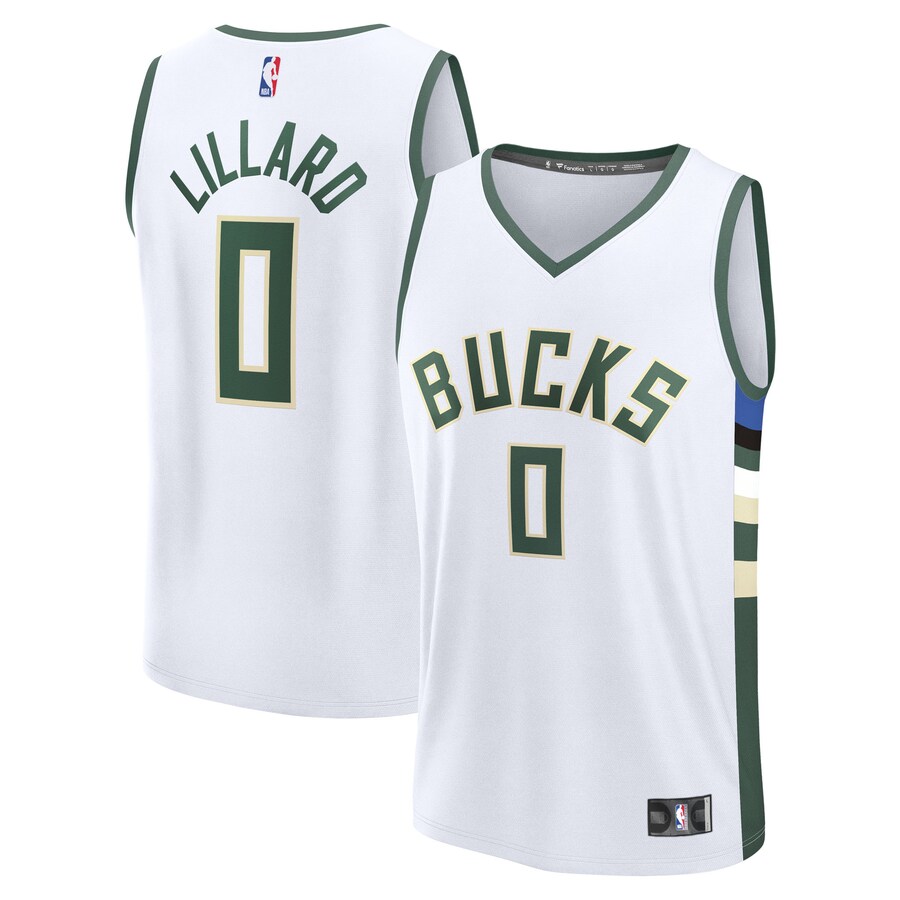 Men's Milwaukee Bucks Damian Lillard Fanatics White Fast Break Replica Player Jersey - Association Edition