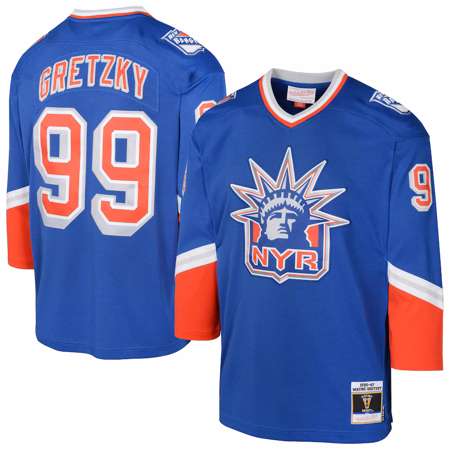 Youth New York Rangers Wayne Gretzky Mitchell & Ness 1996/97  Blue Line Player Jersey