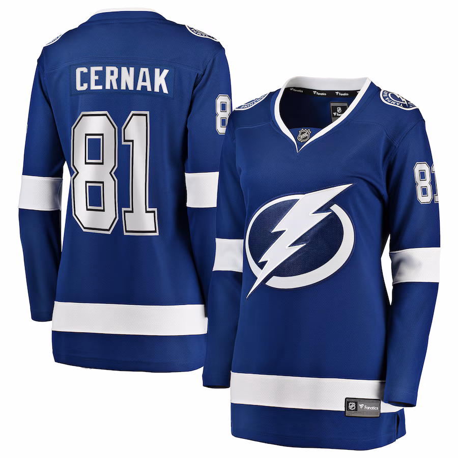 Women's Tampa Bay Lightning Erik Cernak Fanatics Blue Home Breakaway Player Jersey