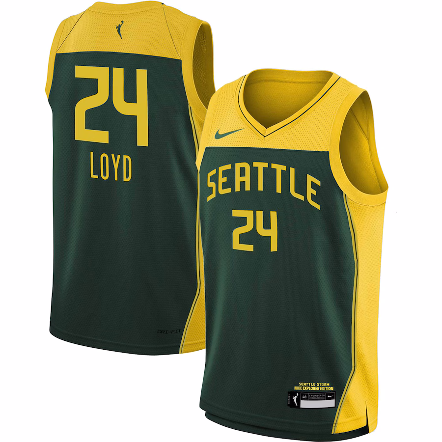 Youth Seattle Storm Jewell Loyd Nike Green 2021 Explorer Edition Victory Player Jersey