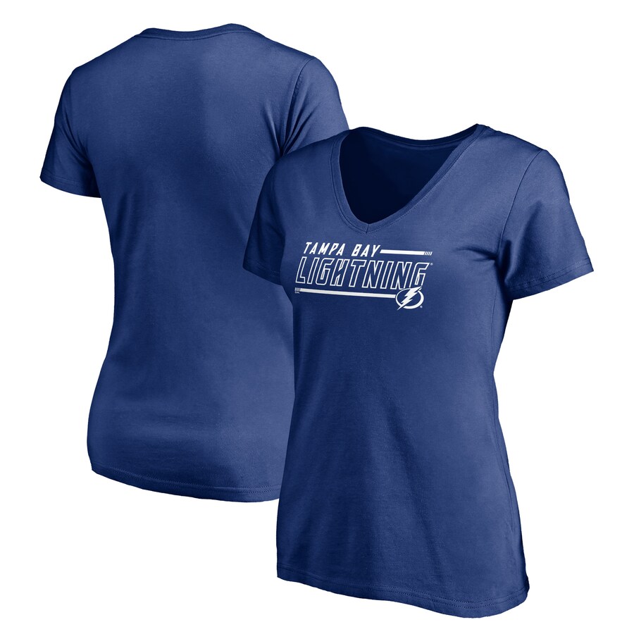 Women's Tampa Bay Lightning Blue Mascot In Bounds V-Neck T-Shirt