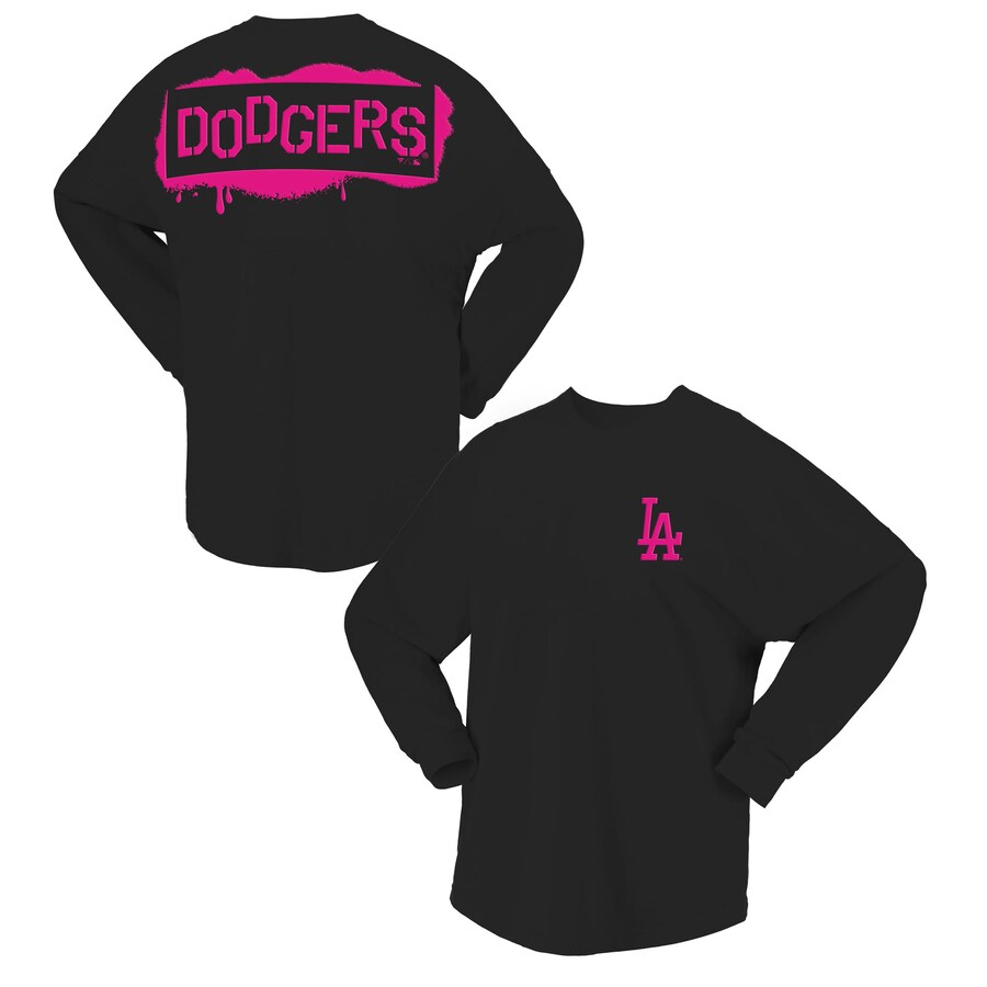 Women's Los Angeles Dodgers Fanatics Black Neon Jersey Long Sleeve T-Shirt