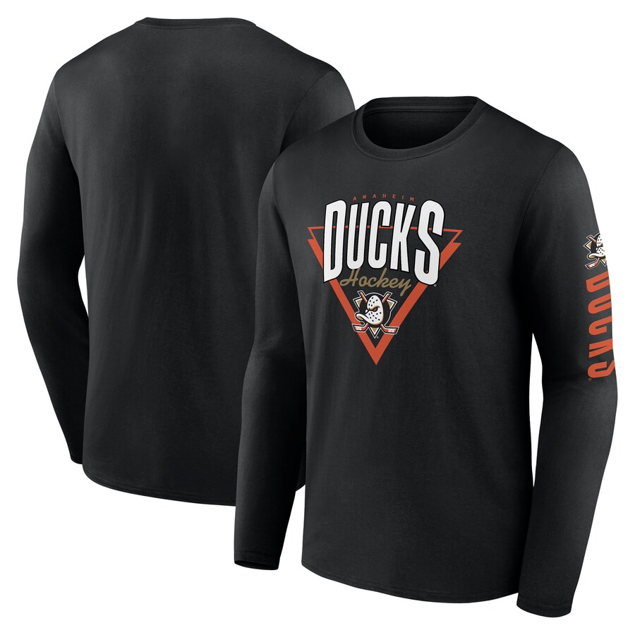 Men's Anaheim Ducks Fanatics Black Headline Long Sleeve T-Shirt