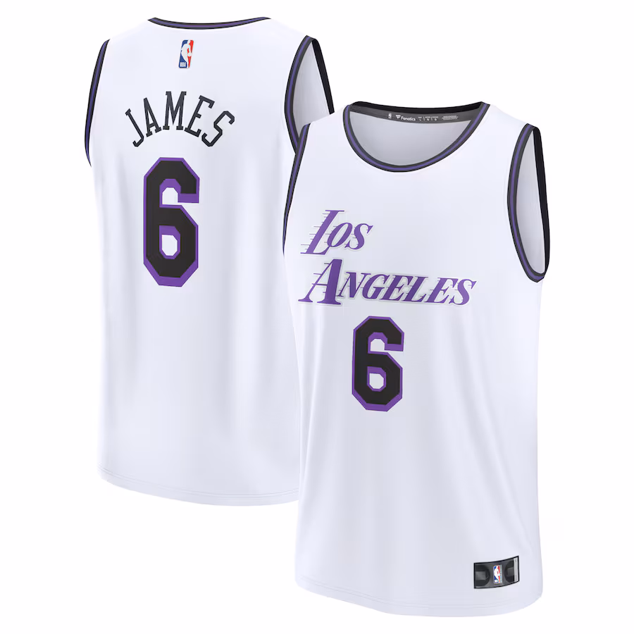 Men's Los Angeles Lakers LeBron James Fanatics White Fastbreak Jersey - City Edition
