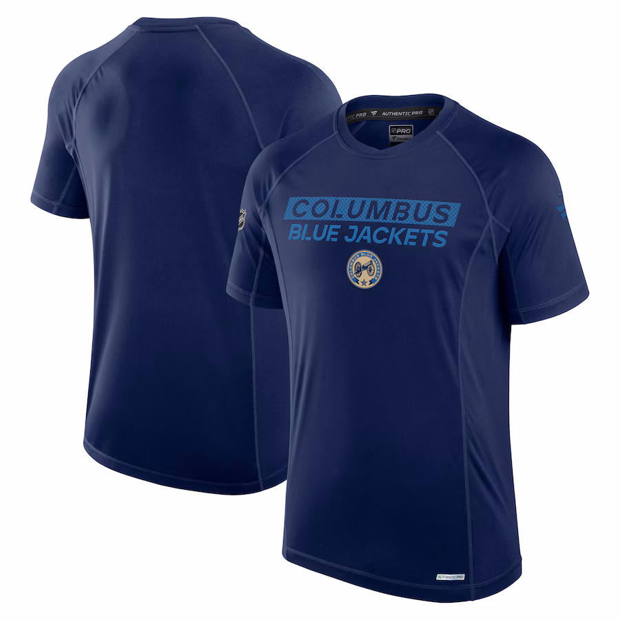 Men's Columbus Blue Jackets Fanatics Navy Authentic Pro Tech T-Shirt