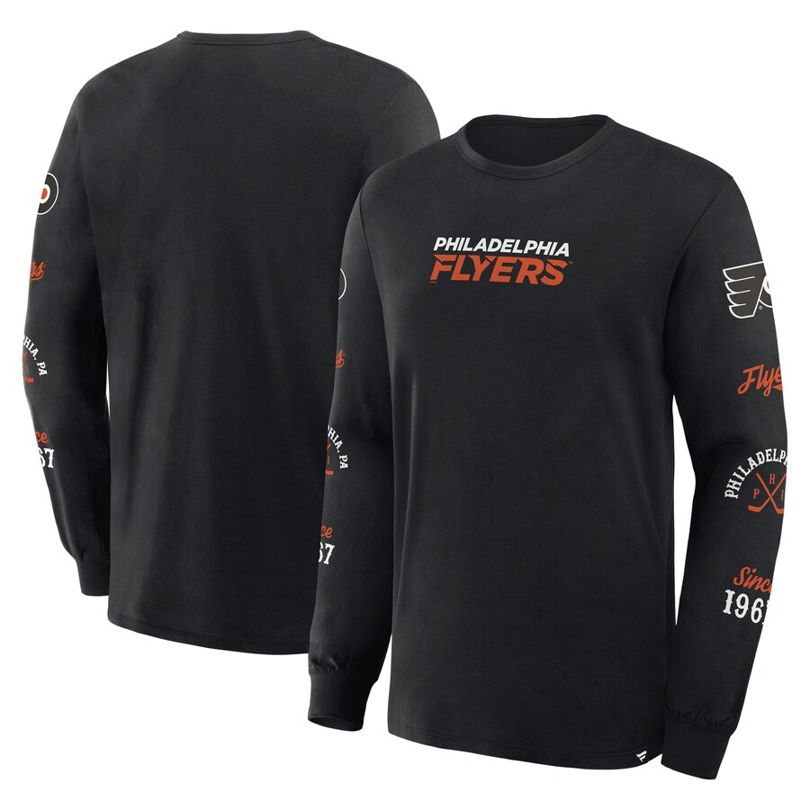 Men's Philadelphia Flyers Fanatics Black Boxed In Legacy Long Sleeve T-Shirt