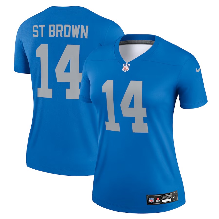 Women's Detroit Lions Amon-Ra St. Brown Nike Blue Alternate Legend Player Performance Top