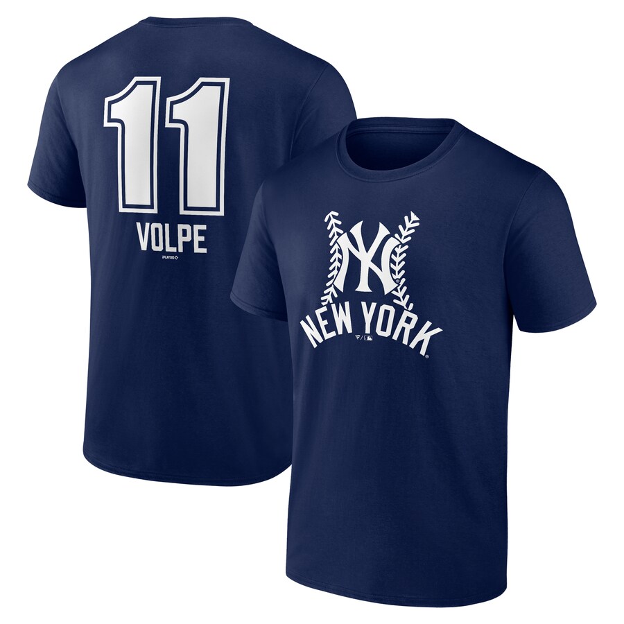 Men's New York Yankees Anthony Volpe Navy Fastball Player Name & Number T-Shirt