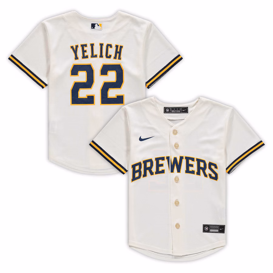 Preschool Milwaukee Brewers Christian Yelich Nike Cream Home Replica Player Jersey