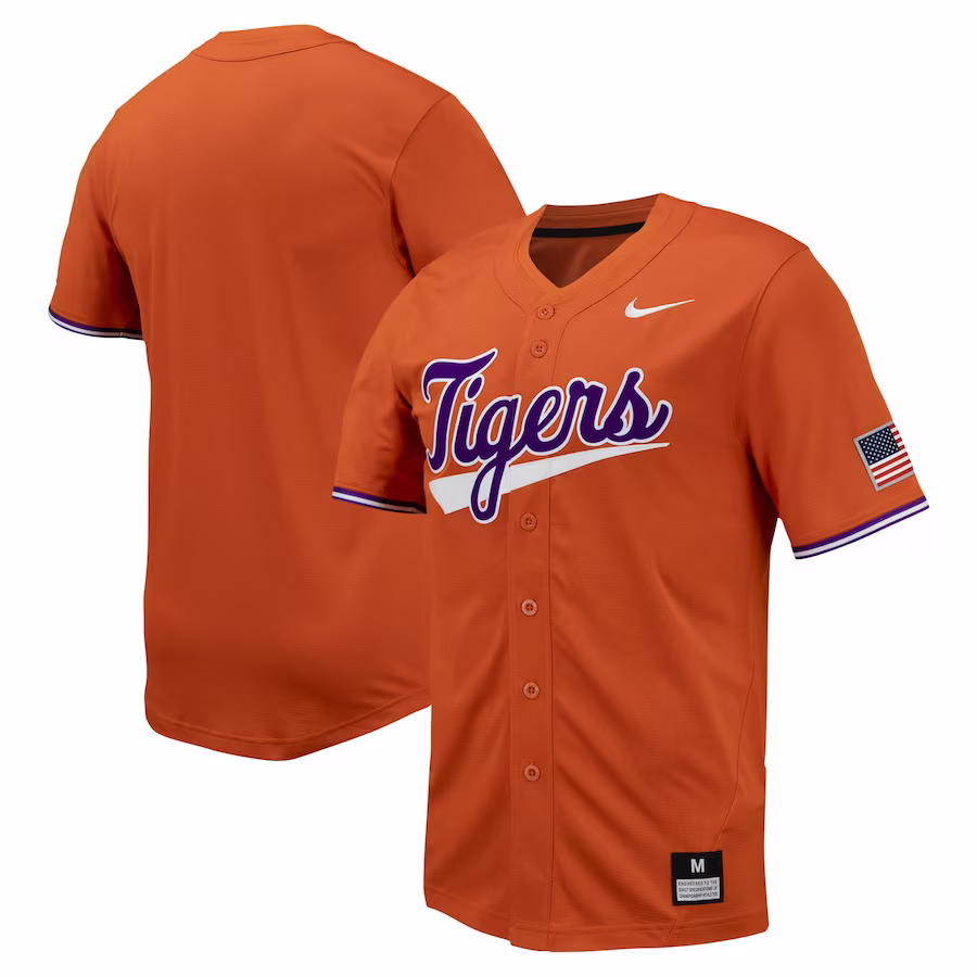 Clemson Tigers Nike Replica Full-Button Baseball Jersey - Orange