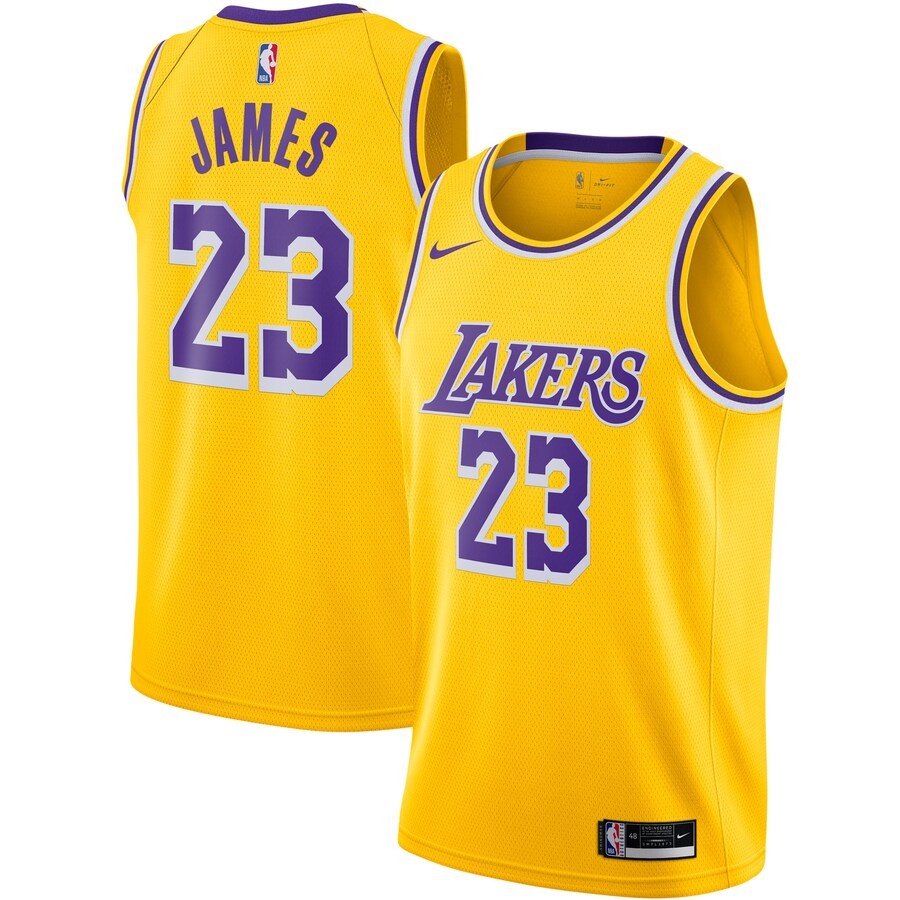 Men's Los Angeles Lakers LeBron James Nike Gold 2020/21 Swingman Jersey - Icon Edition