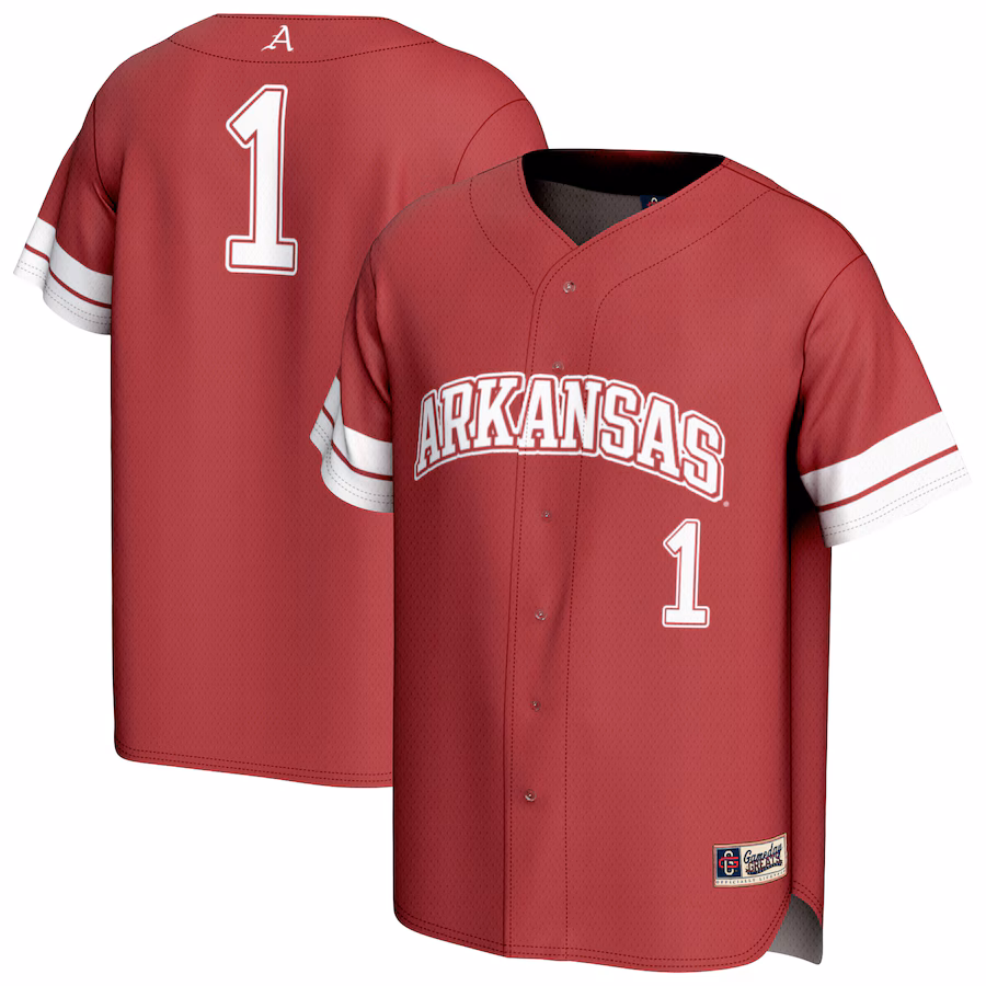 Youth GameDay Greats #1 Cardinal Arkansas Razorbacks Lightweight Collegiate Baseball Fashion Jersey