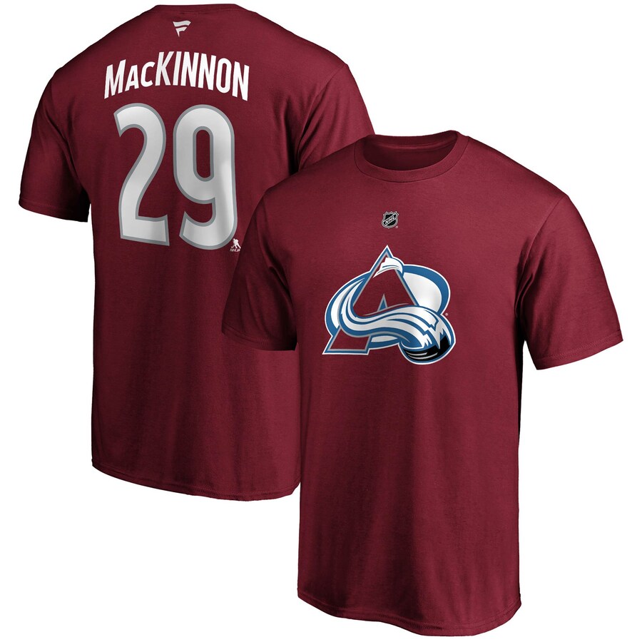 Men's Colorado Avalanche Nathan MacKinnon Fanatics Burgundy Big & Tall Name & Number T-Shirt