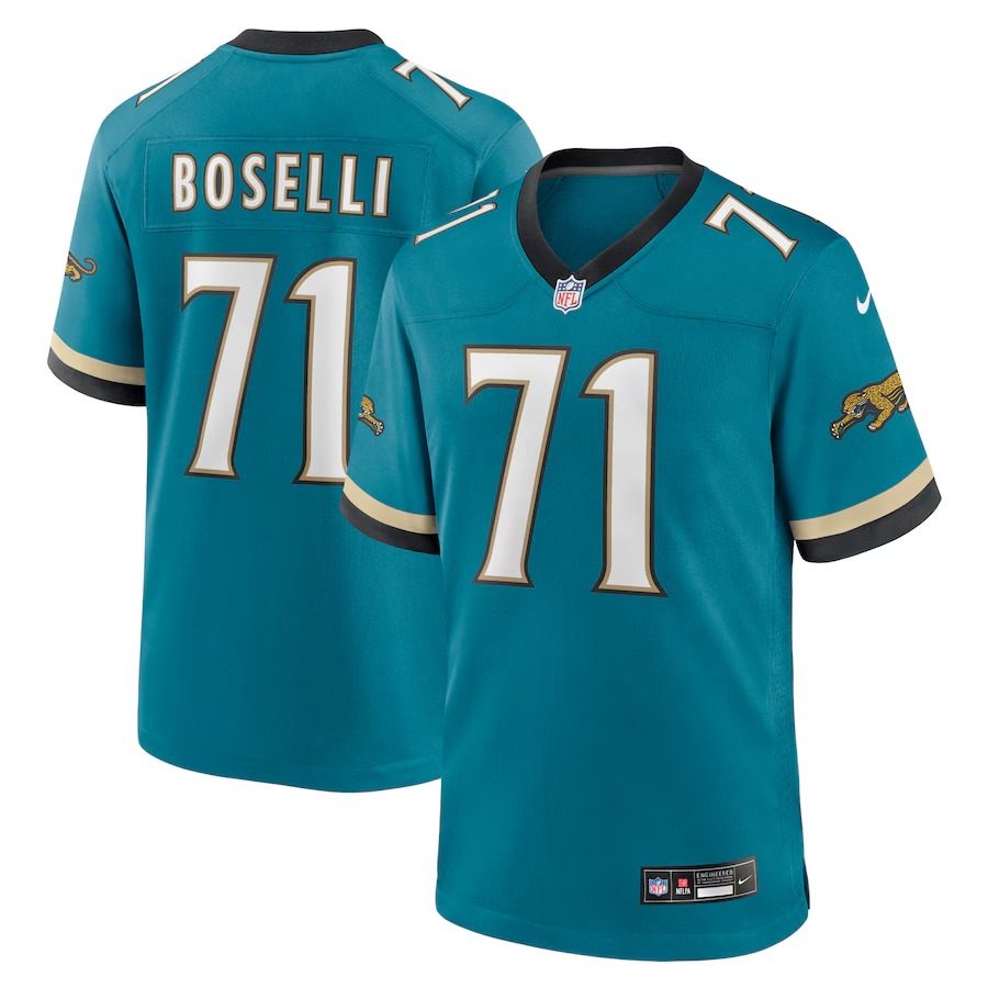 Men's Jacksonville Jaguars Tony Boselli Nike Teal Prowler Throwback Retired Player Game Jersey