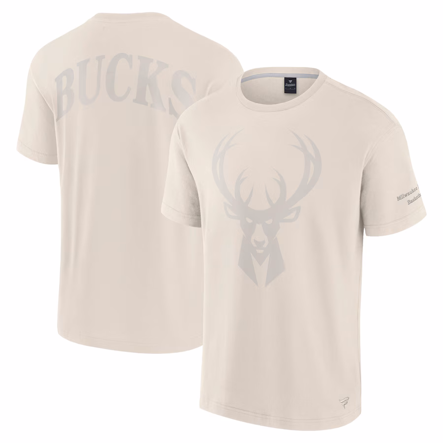 Men's Milwaukee Bucks Fanatics Cream Elements Iconic T-Shirt