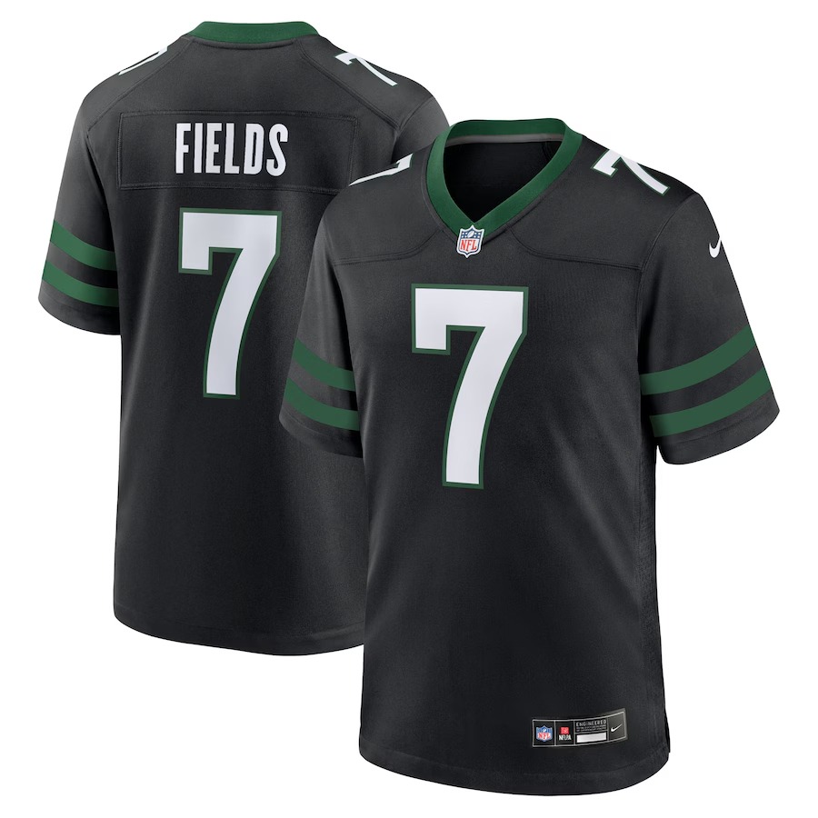 Men's New York Jets Justin Fields Nike Stealth Black Game Jersey
