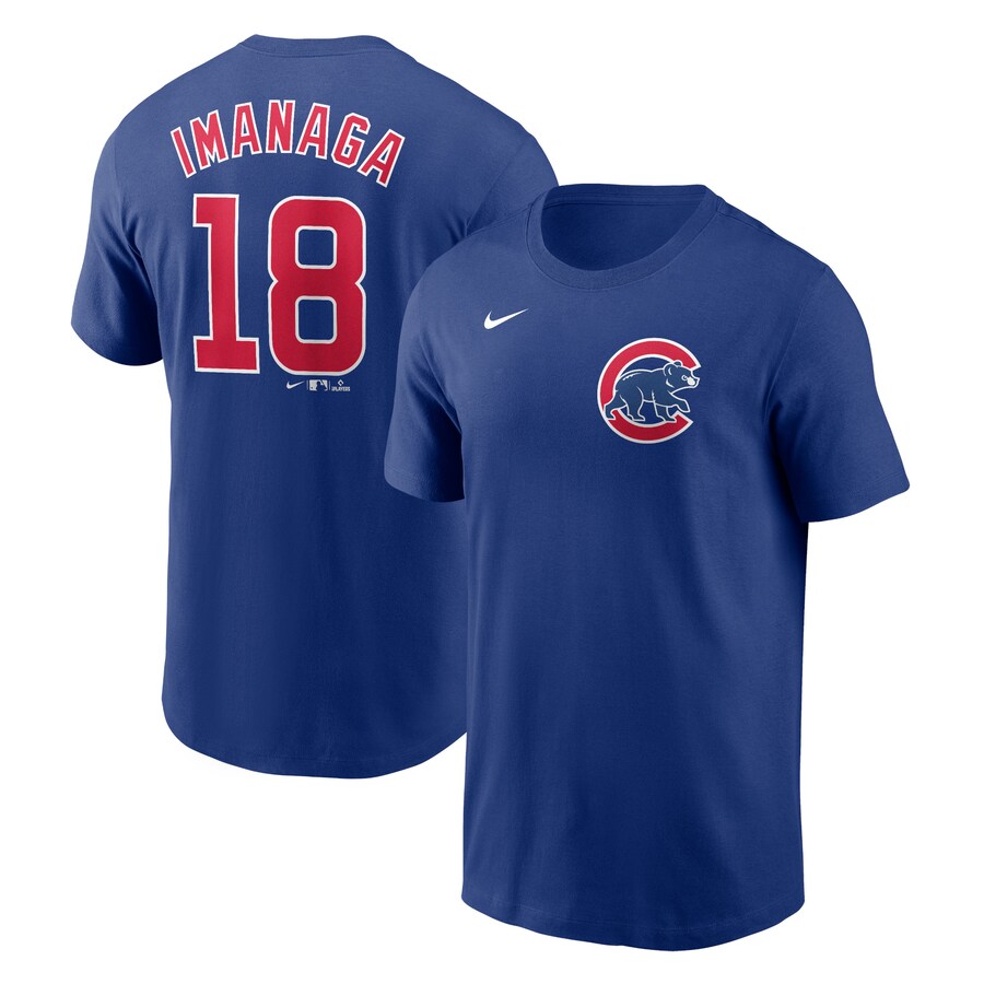 Men's Chicago Cubs Sh��ta Imanaga Nike Royal Fuse Name & Number T-Shirt