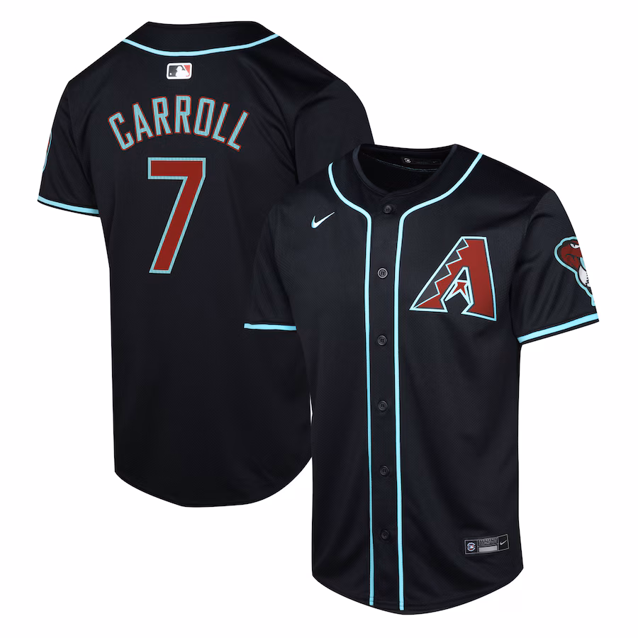 Youth Arizona Diamondbacks Corbin Carroll Nike Black Alternate Limited Player Jersey