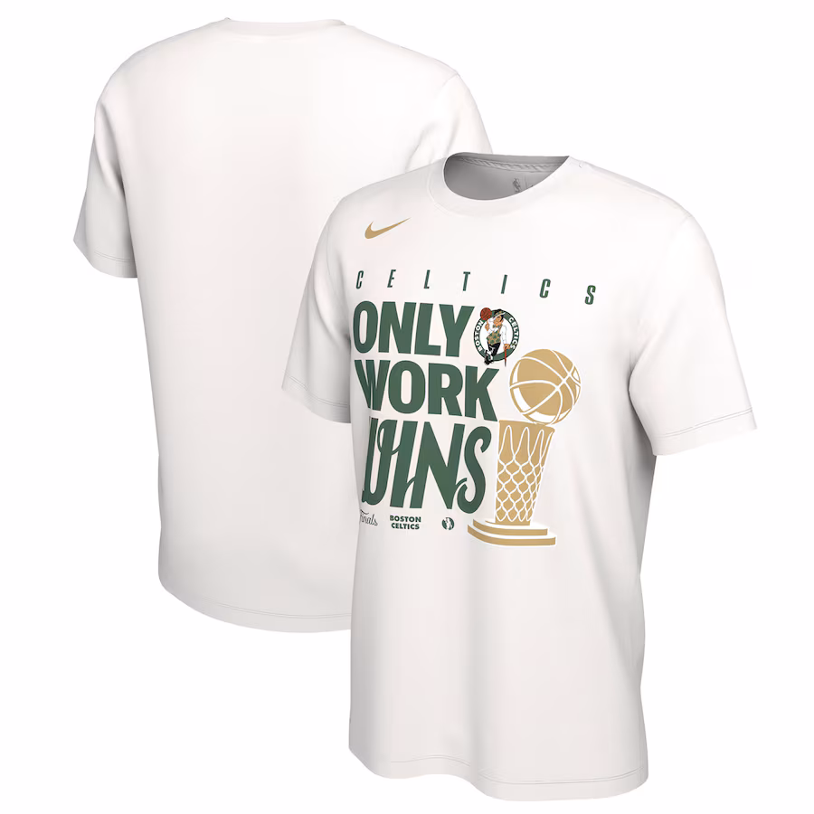 Men's Boston Celtics Nike White 2024 NBA Finals Champions Big & Tall Parade T-Shirt