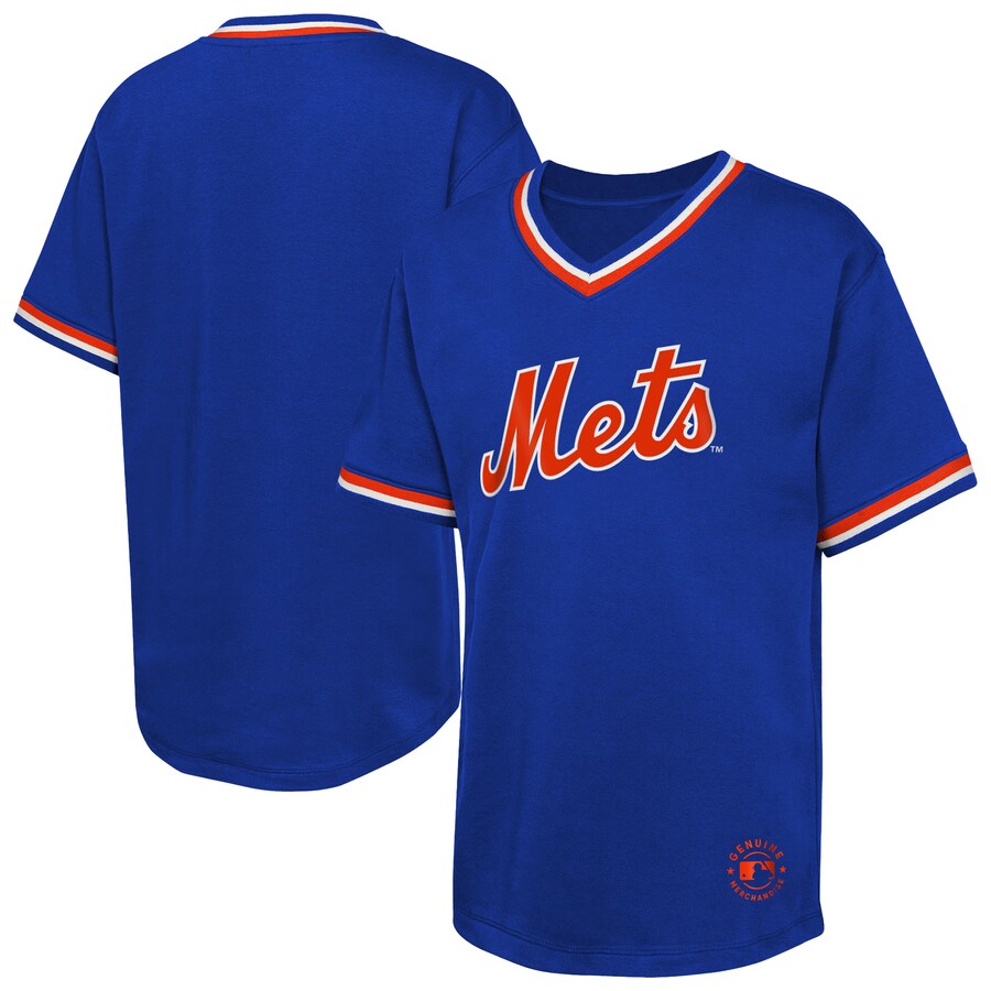 Youth New York Mets Royal Relief Pitcher V-Neck T-Shirt